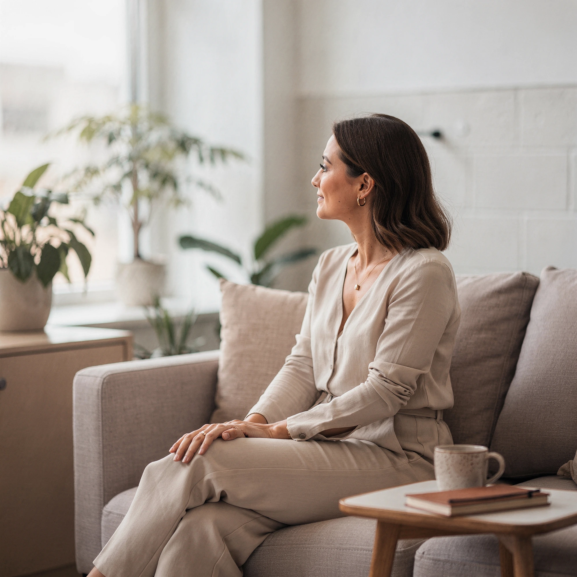 Psychiatrist in Van Nuys, CA – client talking with a therapist in a bright office at Uriel Behavioral Wellness